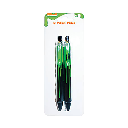 Nickelodeon Slime Retractable Ballpoint Pens, Medium Point, 0.7 mm, Multicolor Barrels, Black Ink, Pack Of 2 Pens