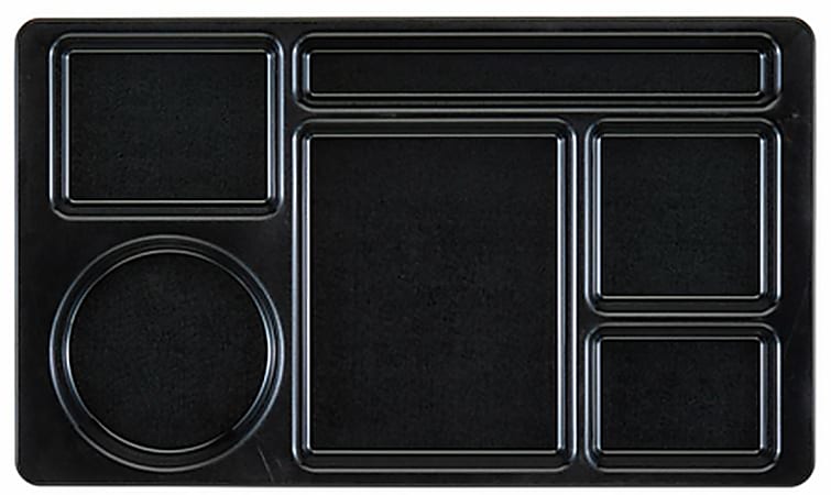 Cambro Camwear 6-Compartment Serving Trays, 8-3/4" x 15", Black, Set Of 24 Trays