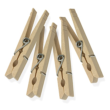 Honey-Can-Do Classic Wooden Clothespins, 9/16"H x 7/16"W x 3 5/16"D, Natural, Pack Of 200