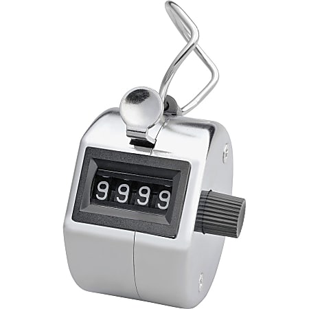 Advantus Tally I 4-Digit Handheld Tally Counter, Chrome