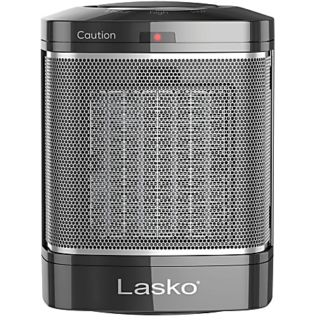 Lasko® CD08500 1500 Watts Electric Ceramic Heater, 3 Heat Settings, 7.66"H x 6"W x 6"D, Black & Gray