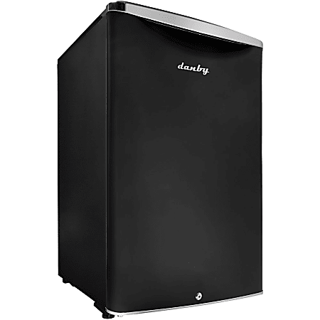 Danby 4.4 Cu.ft. Compact Refrigerator - 4.40 ft³ - Auto-defrost - Reversible - 4.40 ft³ Net Refrigerator Capacity - 268 kWh per Year - Black - Metallic - Steel Shelf, Chrome Handle, Rubber Grip