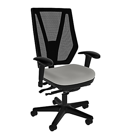 Sitmatic GoodFit Mesh Enhanced Synchron Small-Scale High-Back Chair With Adjustable Arms, Gray Polyurethane/Black