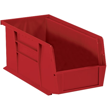 Partners Brand Plastic Stack & Hang Bin Boxes, Small Size, 10 7/8" x 5 1/2" x 5", Red, Pack Of 12