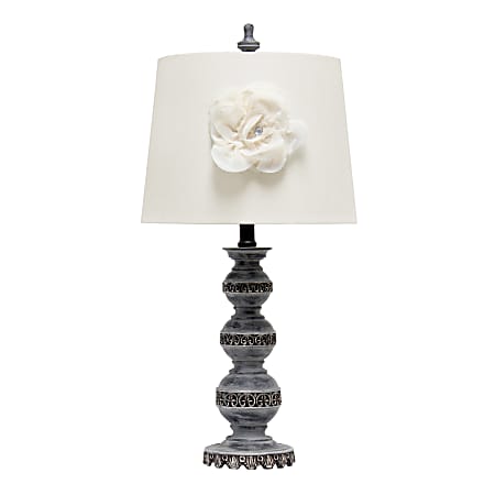 Elegant Designs Stacked Ball Table Lamp, 25 1/2"H, Aged Bronze Base/Linen Shade