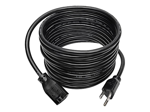 Eaton Tripp Lite Series Power Extension Cord, NEMA 5-15P to NEMA 5-15R - 13A, 120V, 16 AWG, 15 ft. (4.57 m), Black - Power extension cable - NEMA 5-15 (F) to NEMA 5-15P (M) - AC 120 V - 13 A - 15 ft - black