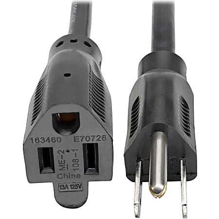 Eaton Tripp Lite Series Power Extension Cord, NEMA 5-15P to NEMA 5-15R - 13A, 120V, 16 AWG, 15 ft. (4.57 m), Black - P02401513A