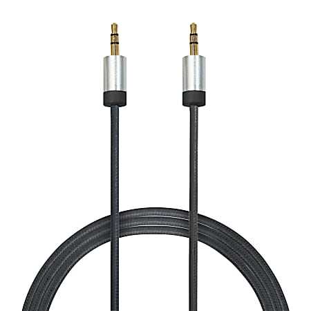 Duracell® 3.5 mm To 3.5 mm Aux Cable, 6', Gunmetal Gray