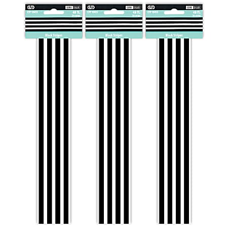 Creative Teaching Press® EZ Borders, Black Stripes, 48’ Per Pack, Set Of 3 Packs