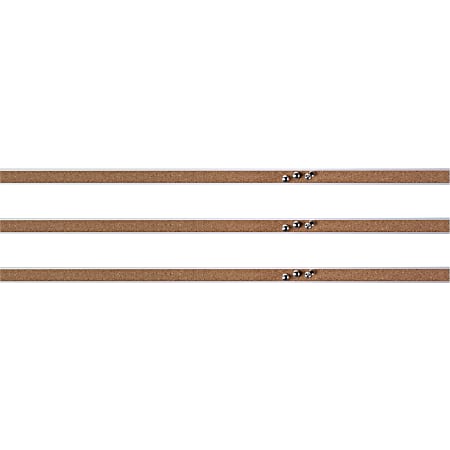 Lorell® Cork Strip Bulletin Bars, 1" x 18", Silver, Pack Of 3