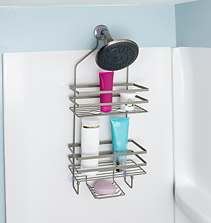 Honey Can Do Hanging Shower Caddy, 24-1/2”H x 4-1/4”W x 11”D, Satin Nickel