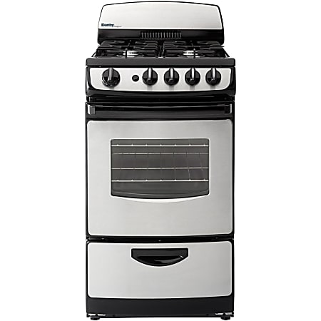 Danby Designer 2.4 cu.ft. Range - 20" - Single Oven x Oven(s) - 4 x Cooking Element(s) - Gas Burner - Lift Up Porcelain Cooktop - 17.95 gal - Gas Oven - Freestanding - Stainless Steel, Black