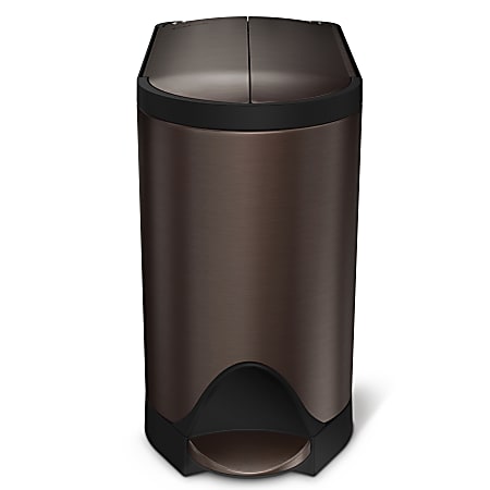 simplehuman Butterfly Step Stainless Steel Trash Can, 2.64 Gallons, Dark Bronze