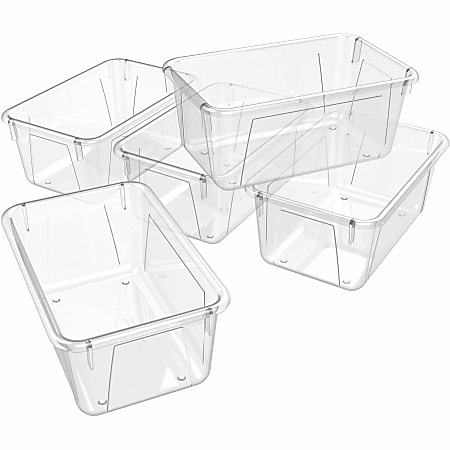 Storex Plastic Cubby Bins, Small Size, 5 2/8" x 7 13/16" x 12 2/16", Crystal Clear,  Carton Of 5