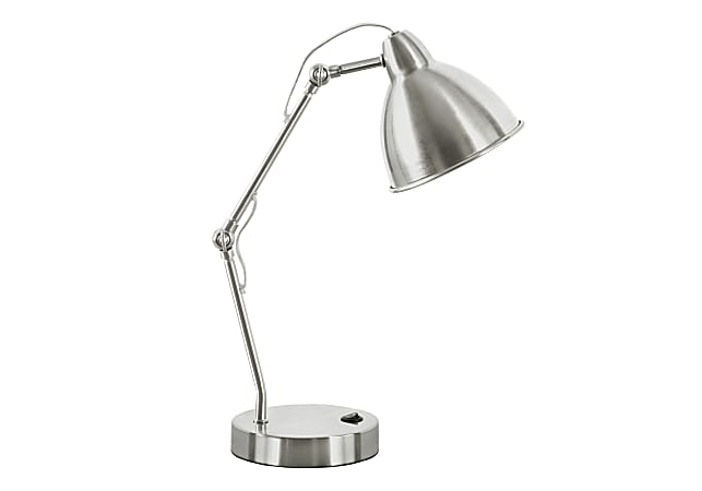 Monarch Specialties Greta Table Lamp, 17”H, Nickel/Nickel