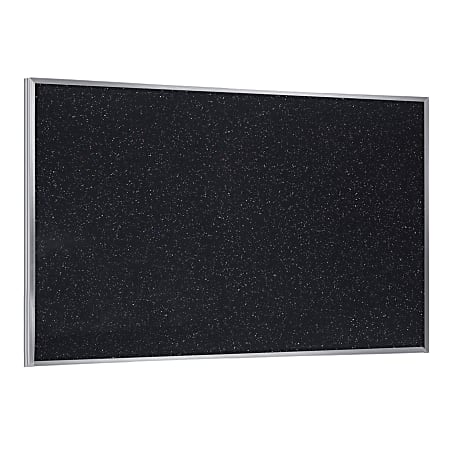 Ghent Recycled Rubber Bulletin Board, 4 1/24" x 12 1/24", Aluminum Frame With Confetti Silver Finish