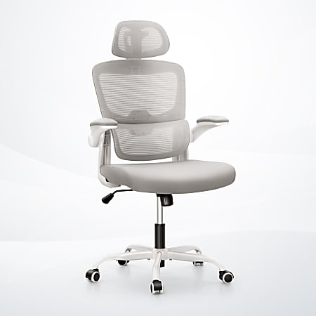 ALPHA HOME Ergonomic Mesh Mid-Back Office Task Chair With Padded Armrests, White