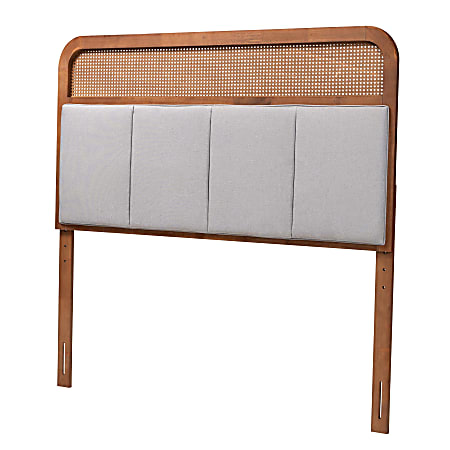 Baxton Studio Esti Mid-Century Modern Headboard, King, 60”H x 78-1/8”W x 13/16”D, Light Gray/Ash Walnut