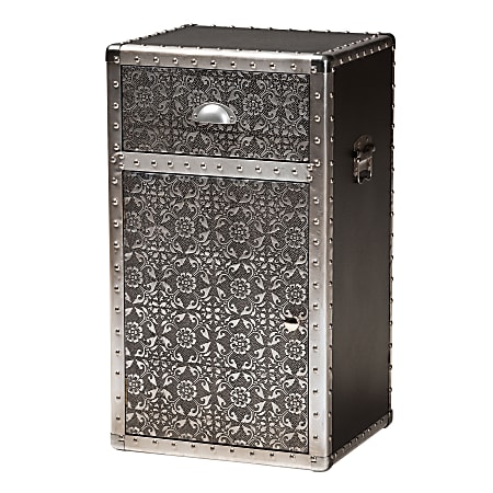 Baxton Studio 28"H Vintage Industrial Accent Cabinet, Silver