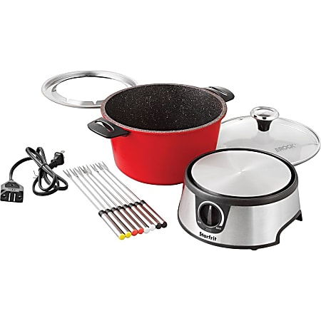 Starfrit® THE ROCK™ 3.2-Quart Electric Fondue Set, 8-9/16”H x 11-3/4”W x 7”D, Red