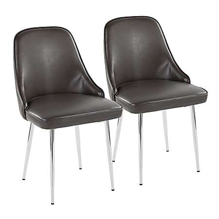 LumiSource Marcel Dining Chairs, Gray/Chrome, Set Of 2 Chairs