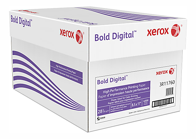Xerox Bold Digital Printing Paper Letter Size 8 12 x 11 100 U.S. Brightness 32  Lb Text 120 gsm FSC Certified Ream Of 500 Sheets - Office Depot