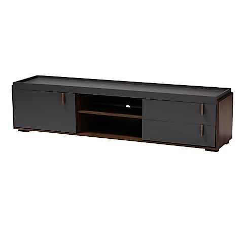 Baxton Studio 2-Tone Modern TV Stand, 17-1/8"H x 70-15/16"W x 15-3/4"D, Gray/Walnut