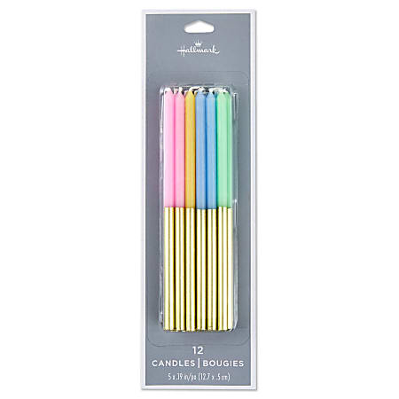 Hallmark Pastel With Gold-Dipped Tall Birthday Candles Pack