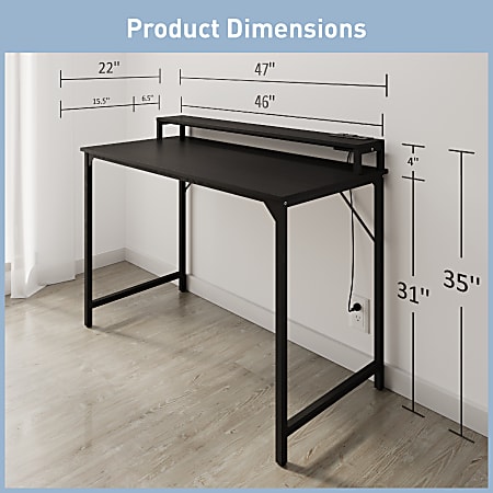Realspace Rezio 47 Computer Desk with Hutch and Integrated