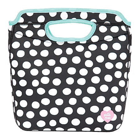 Arctic Zone Zaza Tote, 9 11/16" x 11 7/16" x 5 1/4", Black And White Dots