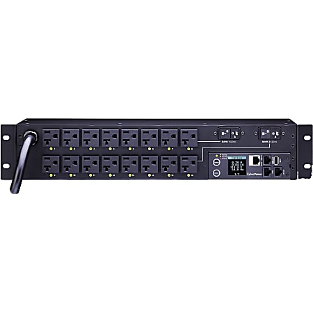 CyberPower PDU81003 100 - 120 VAC 30A Switched Metered-by-Outlet PDU - 16 Outlets, 12 ft, NEMA L5-30P, Horizontal, 2U, LCD, 3YR Warranty