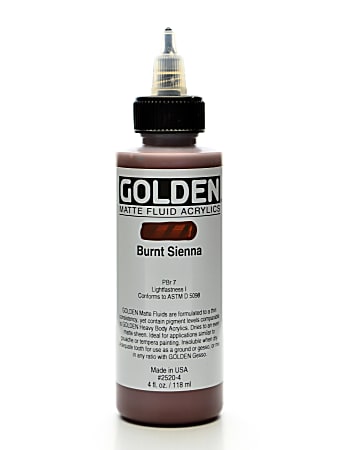 Golden Matte Fluid Acrylic Paint, 4 Oz, Burnt Sienna
