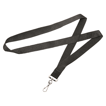 SKILCRAFT® Lanyard With J-Hook, 36", Black, Pack Of 12 (AbilityOne 8455-01-645-2729)