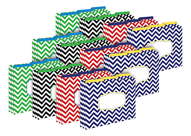 Barker Creek Tab File Folders, Letter Size, Nautical Chevron, Pack Of 36 Folders