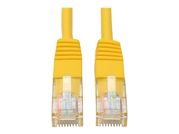 Tripp Lite Cat5e 350 MHz Molded UTP Patch Cable (RJ45 M/M), Yellow, 2 ft. - First End: 1 x RJ-45 Male Network - Second End: 1 x RJ-45 Male Network - 1 Gbit/s - Patch Cable - Gold Plated Contact - 26 AWG - Yellow