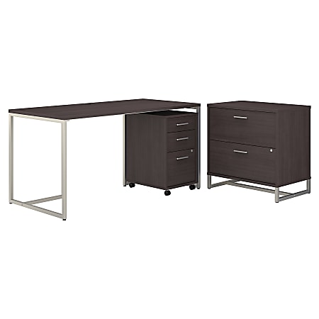 kathy ireland® Office by Bush Business Furniture Method 60"W Table Desk With File Cabinets, Storm Gray, Premium Installation