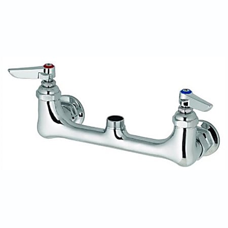 T&S Brass Wall-Mount Double Pantry Swivel Base Faucet, 8" Centers, Stainless