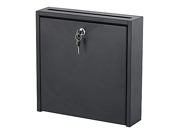 Safco® Wall-Mounted Inter-department Steel Mailbox With Lock, 12" x 12", Black