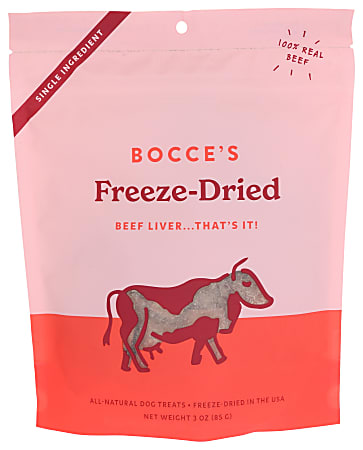 Bocce's Bakery Freeze-Dried Dog Treats, Beef Liver, 3 Oz, Total Qty 12