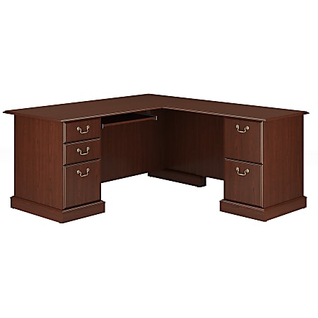 Bush Business Furniture Saratoga 66"W L-Shaped Corner Desk, Harvest Cherry, Standard Delivery