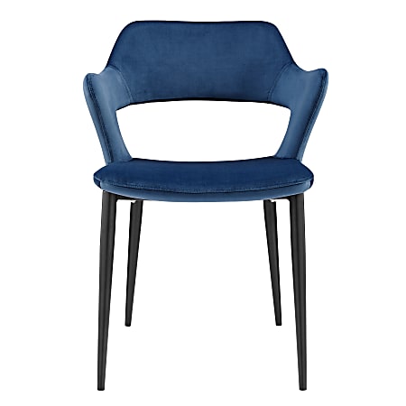 Eurostyle Vidar Velvet Side Accent Chair, Blue/Black