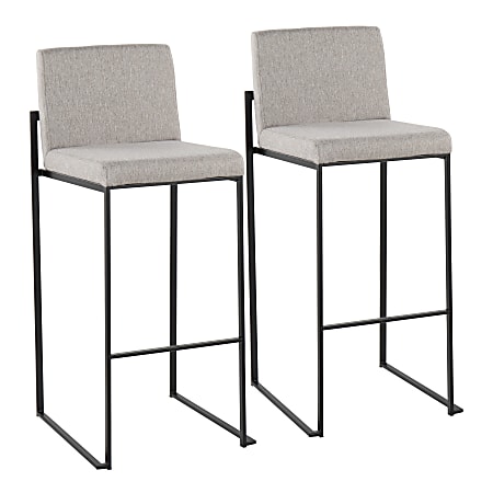 LumiSource Fuji High-Back Bar Stools, Gray/Black, Set Of 2 Stools, B30FUJIHBBKFGY2