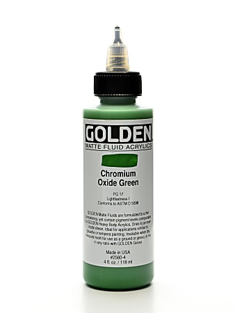 Golden Matte Fluid Acrylic Paint, 4 Oz, Chromium Oxide Green