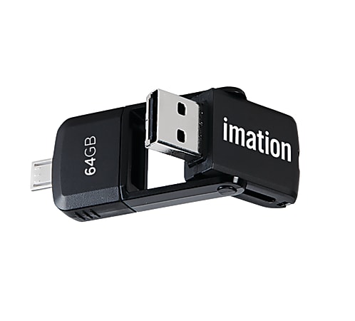 Imation 2-in-1 Swivel Micro USB Flash Drive, 64GB