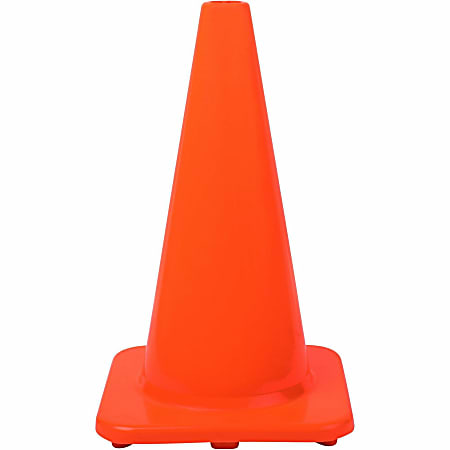 Tatco 18" Traffic Cone - Sturdy - Polyvinyl Chloride (PVC) - Orange - 1 Each
