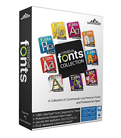 Summitsoft&reg; Creative Fonts Collection, For PC/Mac&reg;, Disc