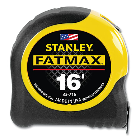 Black+Decker FatMax Classic Tape Measure, 1 1/4 in W x 16 ft L, SAE, Black/Yellow Case