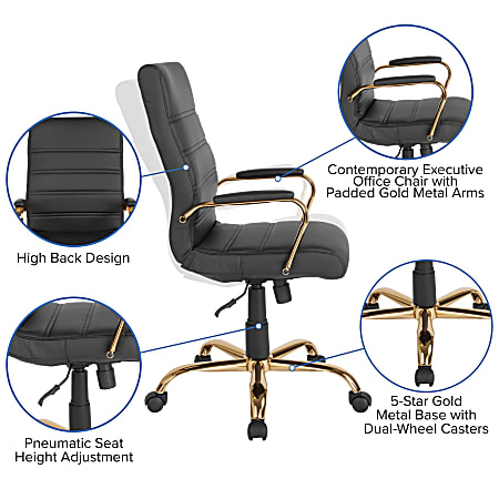Flash furniture high back black leathersoft executive swivel office chair with gold frame and arms sales