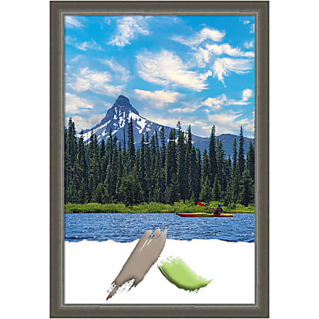Amanti Art Domus Dark Silver Wood Picture Frame, 27" x 39", Matted For 24" x 36"