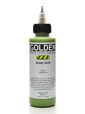 Golden Matte Fluid Acrylic Paint, 4 Oz, Green Gold